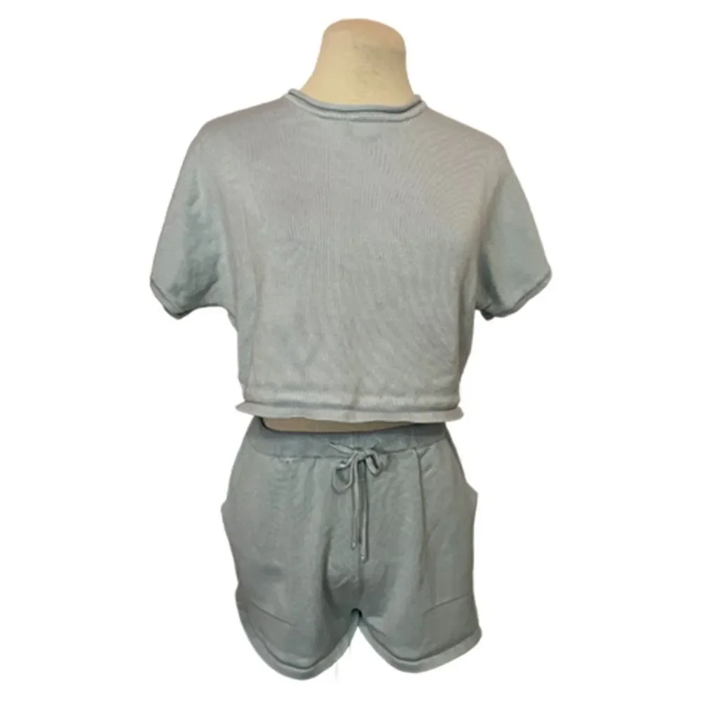 ZESICA Women's 2 Piece Crop Top and Short Set Size XS
